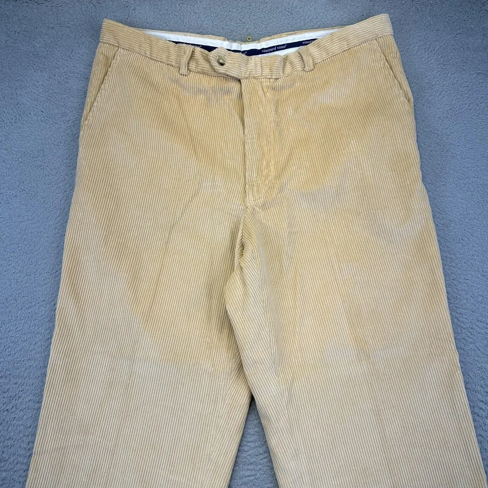 Vineyard Vines Pants Mens 40 Tan Corduroy Straight Leg Casual Cotton‎ Flat Front